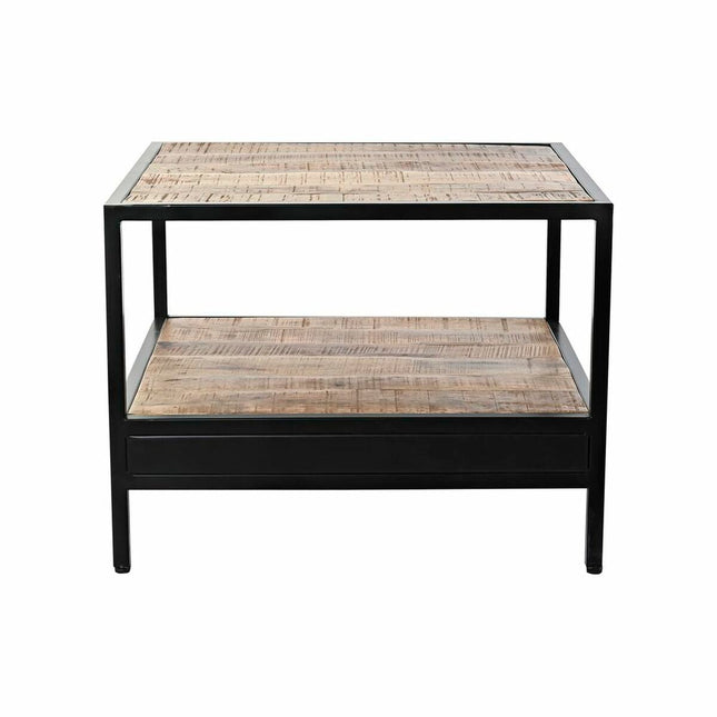 Beistelltisch DKD Home Decor Schwarz Metall Braun Mango-Holz (60 x 60 x 46 cm)