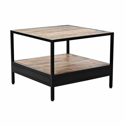Beistelltisch DKD Home Decor Schwarz Metall Braun Mango-Holz (60 x 60 x 46 cm)