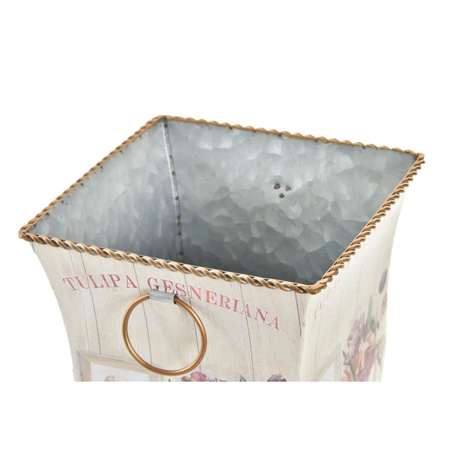 Blumentopfset DKD Home Decor 21,5 x 21,5 x 25 cm Rosa Metall Blomster Shabby Chic