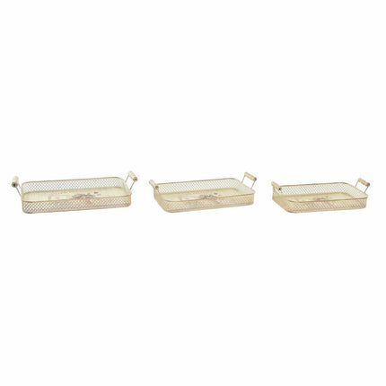 Tablettset DKD Home Decor 40 x 21 x 8 cm Rosa Metall 8 cm 3 Stücke Shabby Chic
