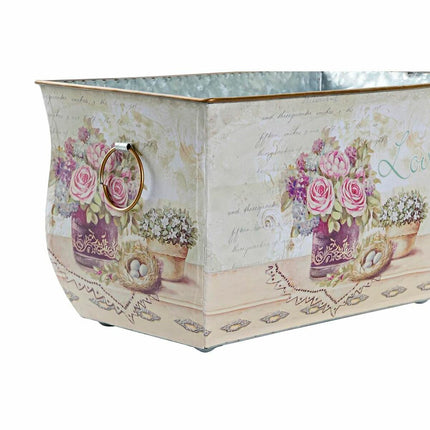 Blumentopfset DKD Home Decor 31 x 18 x 17,5 cm Rosa Metall Blomster Shabby Chic