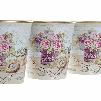 Blumentopfset DKD Home Decor 38 x 12 x 14 cm Beige Rosa PVC Shabby Chic (3 Stücke)