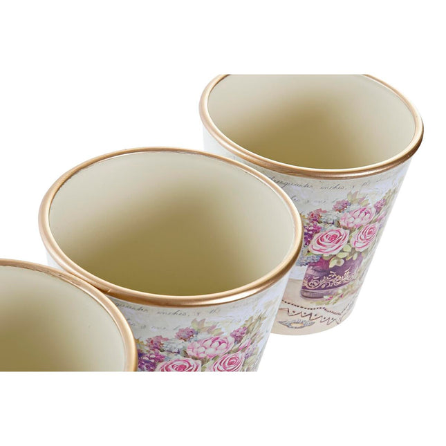 Blumentopfset DKD Home Decor 38 x 12 x 14 cm Beige Rosa PVC Shabby Chic (3 Stücke)