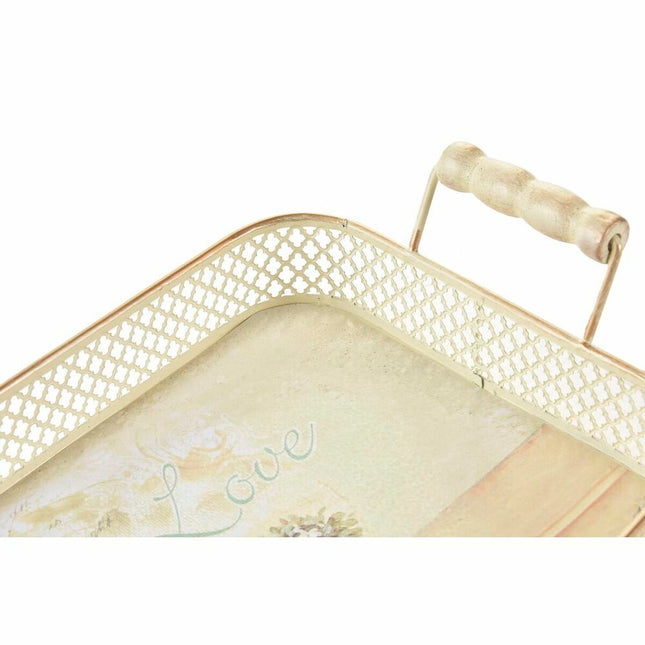 Tablettset DKD Home Decor 40 x 21 x 8 cm Rosa Metall 8 cm 3 Stücke Shabby Chic