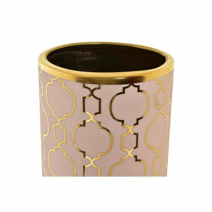 Vase DKD Home Decor 13,5 x 13,5 x 36 cm Porzellan Rosa Gold Orientalisch Verchromt