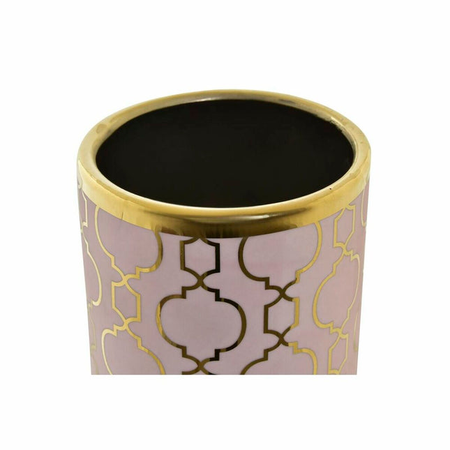 Vase DKD Home Decor Porzellan Rosa Gold Orientalisch 14 x 14 x 32 cm Verchromt