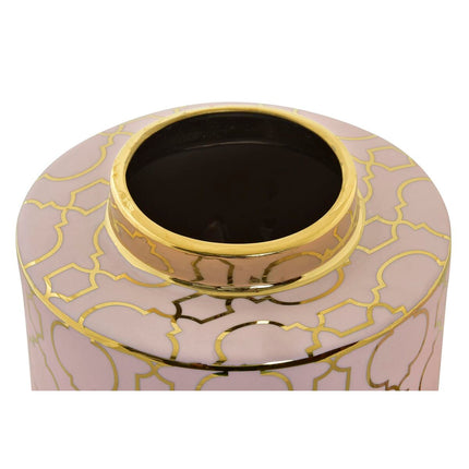 Vase DKD Home Decor Porzellan Rosa Gold Orientalisch Verchromt 18 x 18 x 16 cm