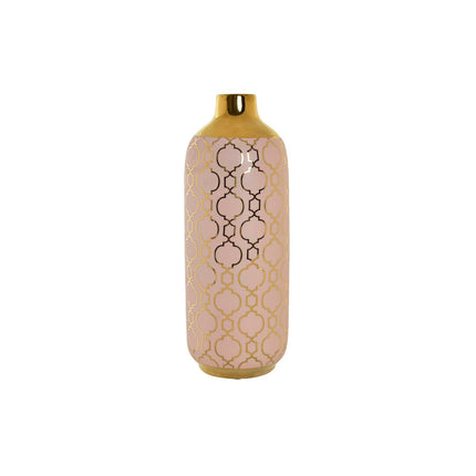 Vase DKD Home Decor Porzellan Rosa Gold Orientalisch Verchromt (15 x 15 x 41,5 cm)