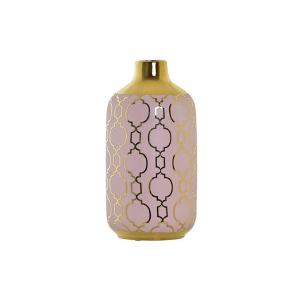 Vase DKD Home Decor 13 x 13 x 26 cm Porzellan Rosa Gold Orientalisch Verchromt