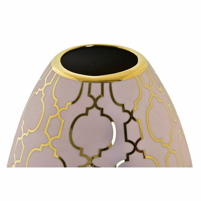 Vase DKD Home Decor Porzellan Rosa Gold Orientalisch Verchromt 16 x 16 x 18 cm