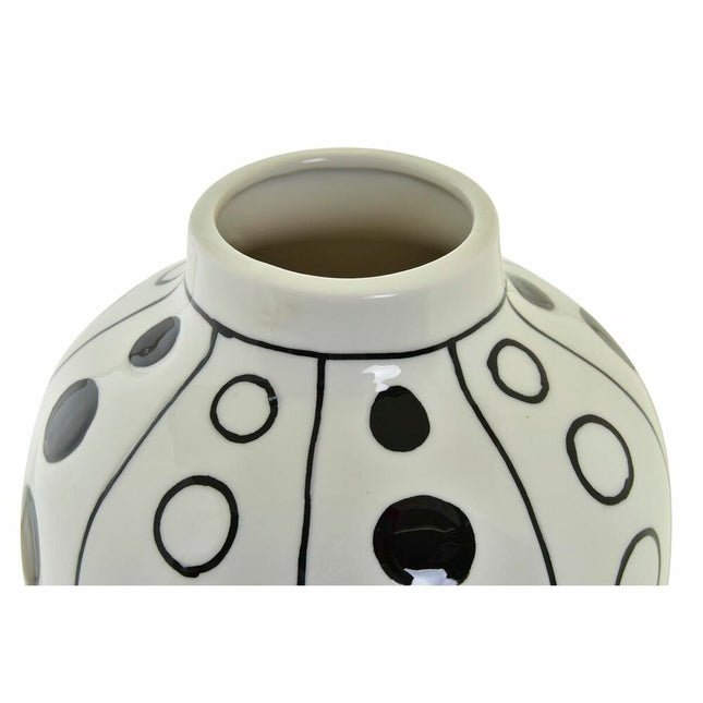 Vase DKD Home Decor Porzellan Schwarz Weiß 16 x 16 x 30 cm Moderne Kreise