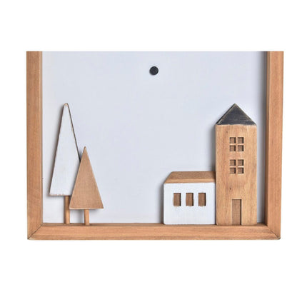 Wanduhr DKD Home Decor Holz Braun Weiß 20 x 4 x 30 cm Häuser Urban