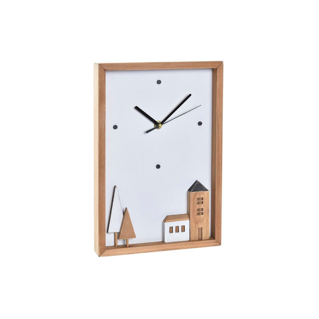 Wanduhr DKD Home Decor Holz Braun Weiß 20 x 4 x 30 cm Häuser Urban