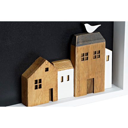 Wanddekoration DKD Home Decor 40 x 3,5 x 20 cm Braun Weiß Häuser Urban
