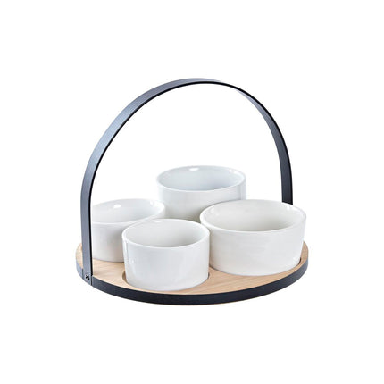 Satz für Appetithäppchen DKD Home Decor 20 x 20 x 14 cm Metall Steingut Loft