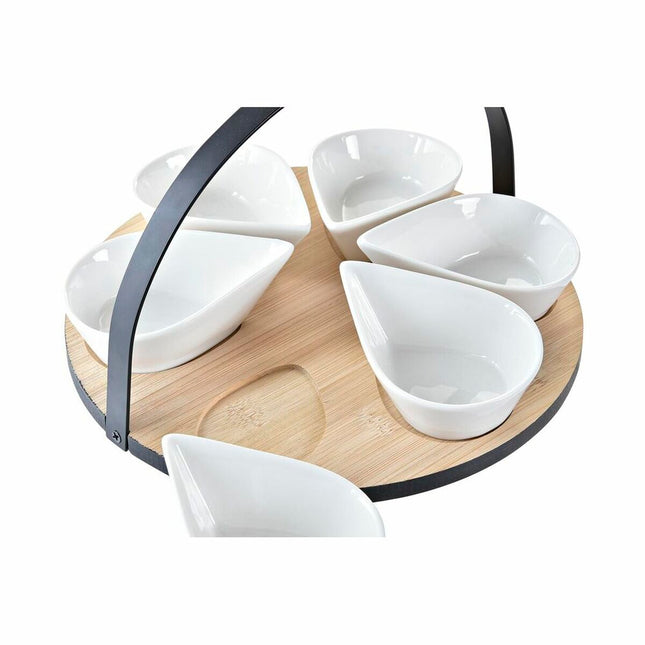 Satz für Appetithäppchen DKD Home Decor Metall Steingut Loft 25 x 25 x 14 cm
