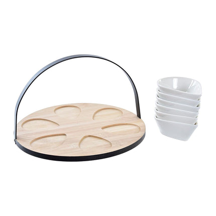 Satz für Appetithäppchen DKD Home Decor Metall Steingut Loft 25 x 25 x 14 cm