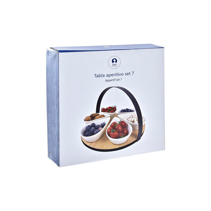 Satz für Appetithäppchen DKD Home Decor Metall Steingut Loft 25 x 25 x 14 cm