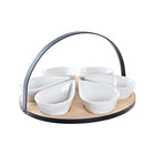 Satz für Appetithäppchen DKD Home Decor Metall Steingut Loft 25 x 25 x 14 cm