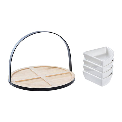 Satz für Appetithäppchen DKD Home Decor 21,5 x 21,5 x 14 cm Metall Steingut Loft