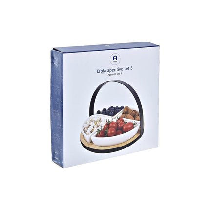 Satz für Appetithäppchen DKD Home Decor 21,5 x 21,5 x 14 cm Metall Steingut Loft