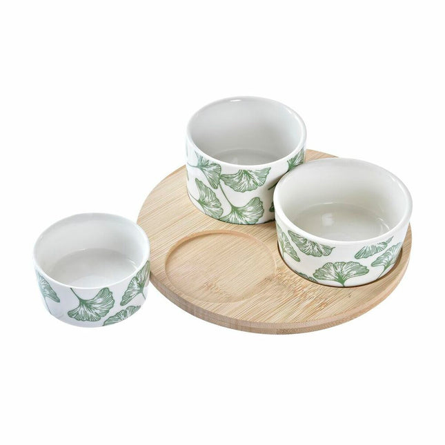 Satz für Appetithäppchen DKD Home Decor Bettlaken Steingut Tropical 18 x 18 x 1 cm