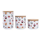 Set mit 3 Kanistern DKD Home Decor natürlich Weiß Bunt Bambus Steingut Cupcake (3 Stücke)