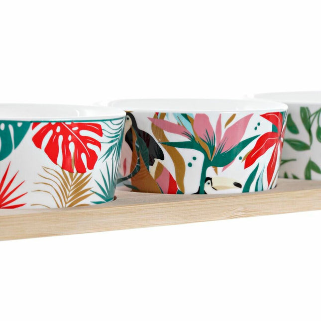 Satz für Appetithäppchen DKD Home Decor 28,5 x 10 x 4,6 cm Bunt Steingut Tropical