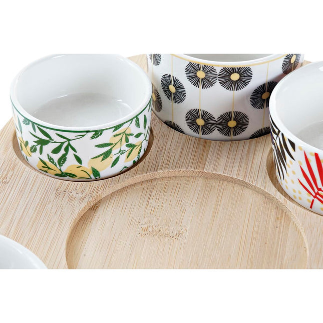 Satz für Appetithäppchen DKD Home Decor 23 x 23 x 5,6 cm Bunt Steingut Tropical