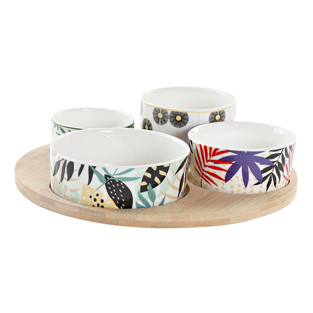 Satz für Appetithäppchen DKD Home Decor 23 x 23 x 5,6 cm Bunt Steingut Tropical