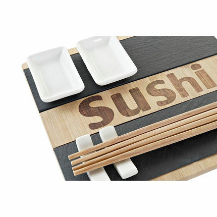Sushi-Set DKD Home Decor 25 x 22 x 3 cm natürlich Schwarz Tafel Orientalisch