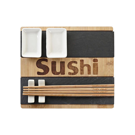 Sushi-Set DKD Home Decor 25 x 22 x 3 cm natürlich Schwarz Tafel Orientalisch
