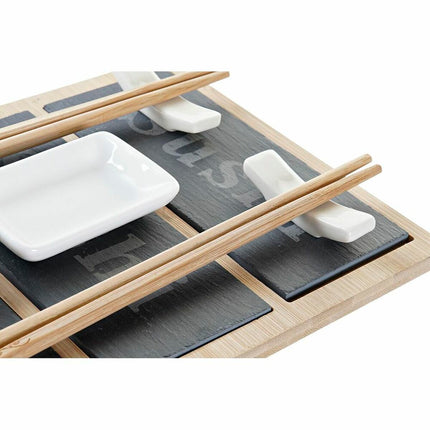 Sushi-Set DKD Home Decor 25 x 19 x 3 cm natürlich Schwarz Tafel Orientalisch