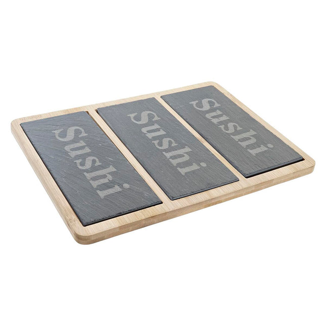 Sushi-Set DKD Home Decor 25 x 19 x 3 cm natürlich Schwarz Tafel Orientalisch