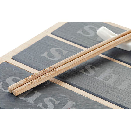 Sushi-Set DKD Home Decor 25 x 19 x 3 cm natürlich Schwarz Tafel Orientalisch