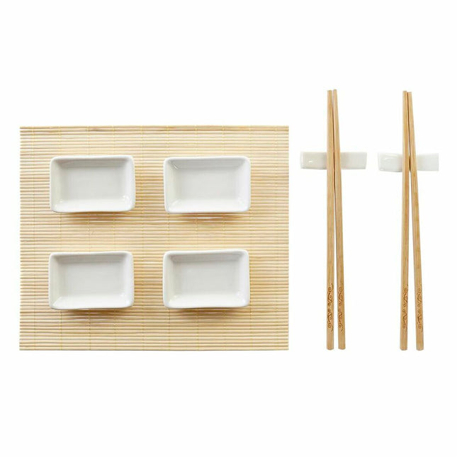 Sushi-Set DKD Home Decor natürlich Weiß 28 x 22 x 2,5 cm Orientalisch (9 Stücke)