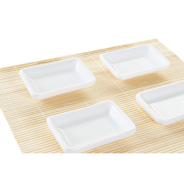 Sushi-Set DKD Home Decor natürlich Weiß 28 x 22 x 2,5 cm Orientalisch (9 Stücke)