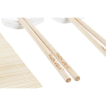 Sushi-Set DKD Home Decor natürlich Weiß 28 x 22 x 2,5 cm Orientalisch (9 Stücke)