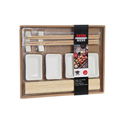 Sushi-Set DKD Home Decor natürlich Weiß 28 x 22 x 2,5 cm Orientalisch (9 Stücke)