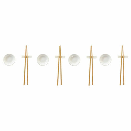 Sushi-Set DKD Home Decor 27,3 x 20,3 x 2,5 cm natürlich Weiß Steingut Orientalisch (12 Stück)