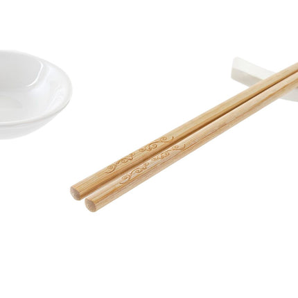 Sushi-Set DKD Home Decor 27,3 x 20,3 x 2,5 cm natürlich Weiß Steingut Orientalisch (12 Stück)