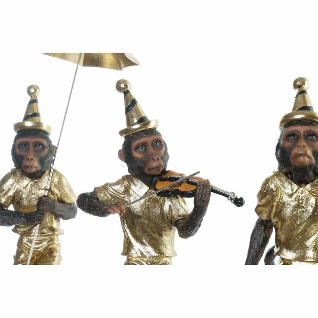 Deko-Figur DKD Home Decor 17,5 x 14 x 46 cm Gold Kolonial Affe (3 Stücke)
