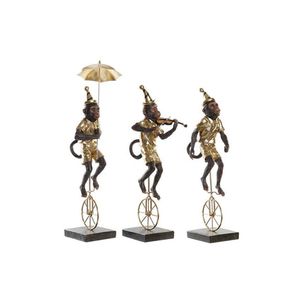 Deko-Figur DKD Home Decor 17,5 x 14 x 46 cm Gold Kolonial Affe (3 Stücke)
