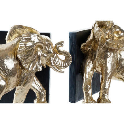 Bogstøtte DKD Home Decor Gold Elefant Harz Kolonial (22 x 15 x 25 cm)