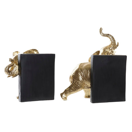 Bogstøtte DKD Home Decor Gold Elefant Harz Kolonial (22 x 15 x 25 cm)