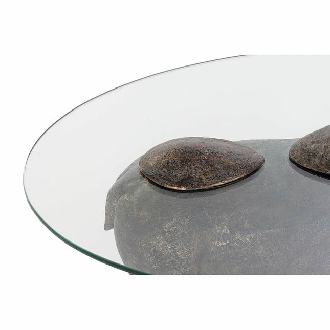 Beistelltisch DKD Home Decor Kristall Durchsichtig Kupfer Harz Kolonial Nilpferd (80 x 50 x 37 cm)