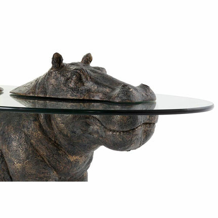 Beistelltisch DKD Home Decor Kristall Durchsichtig Kupfer Harz Kolonial Nilpferd (80 x 50 x 37 cm)