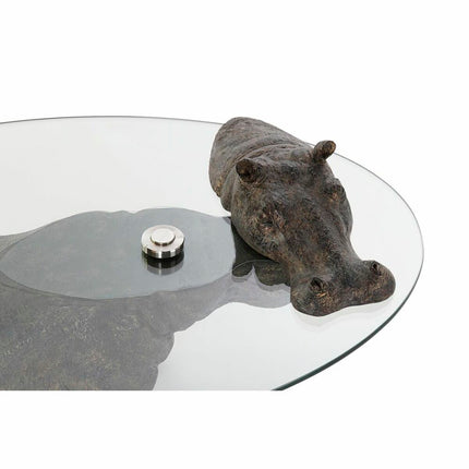 Beistelltisch DKD Home Decor Kristall Durchsichtig Kupfer Harz Kolonial Nilpferd (80 x 50 x 37 cm)