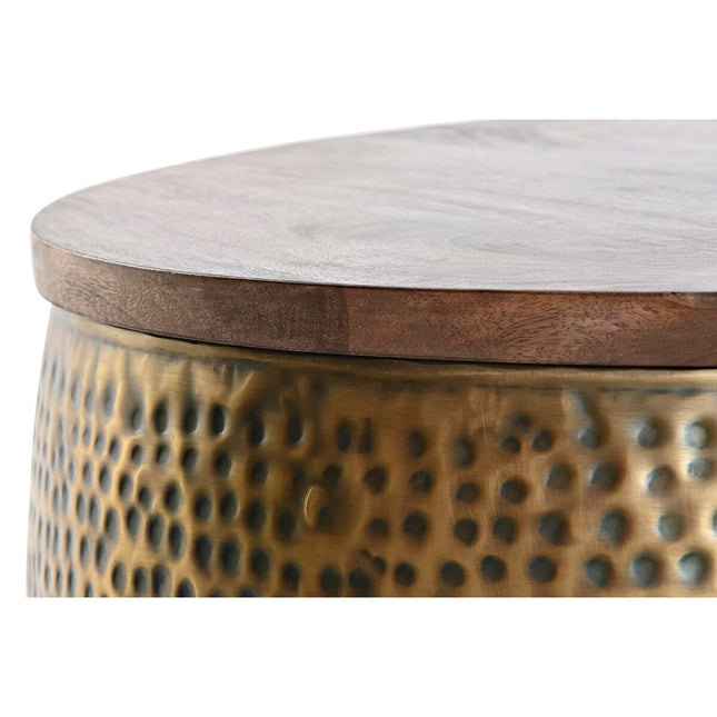 Beistelltisch DKD Home Decor 74 x 74 x 44 cm Gold Metall Mango-Holz