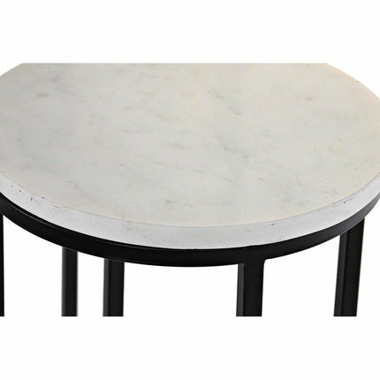2nd-Set Tischchen DKD Home Decor 30,5 x 30,5 x 69 cm Schwarz Metall Weiß Marmor